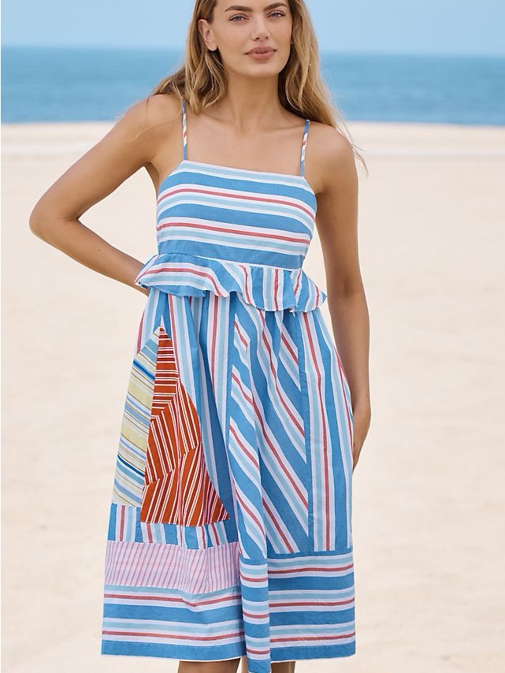 Celandine Sleeveless Square-Neck Knee-Length Dress